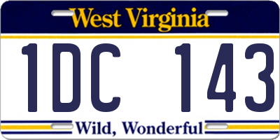 WV license plate 1DC143