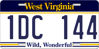 WV license plate 1DC144