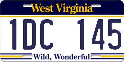 WV license plate 1DC145