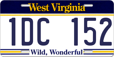 WV license plate 1DC152