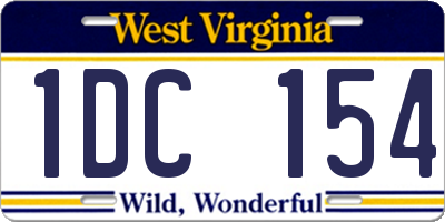 WV license plate 1DC154