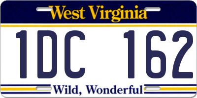 WV license plate 1DC162