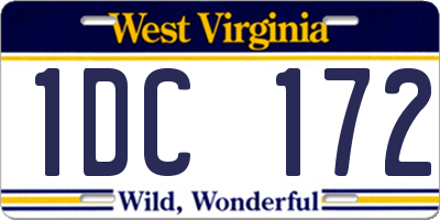 WV license plate 1DC172