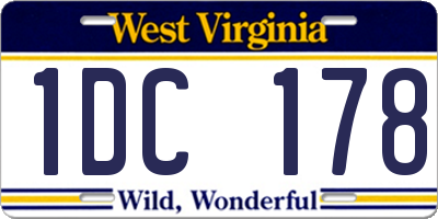 WV license plate 1DC178