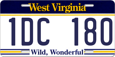 WV license plate 1DC180