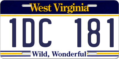 WV license plate 1DC181