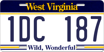 WV license plate 1DC187