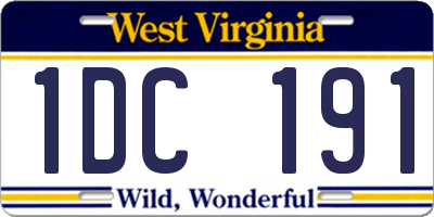 WV license plate 1DC191