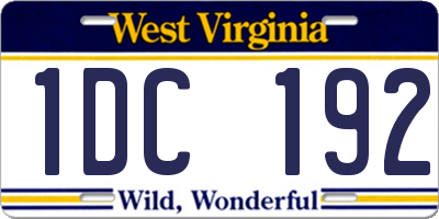 WV license plate 1DC192