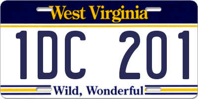 WV license plate 1DC201