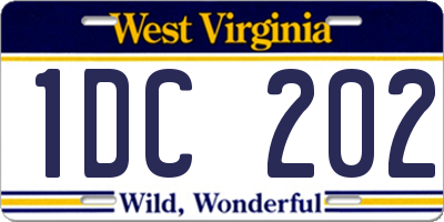 WV license plate 1DC202