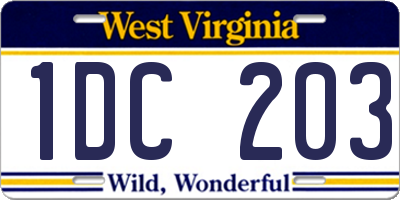 WV license plate 1DC203