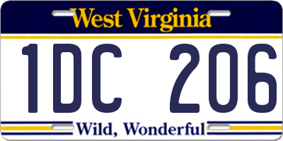 WV license plate 1DC206