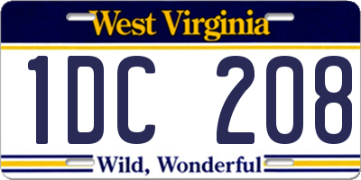 WV license plate 1DC208