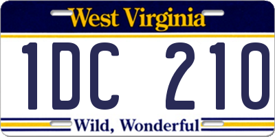 WV license plate 1DC210