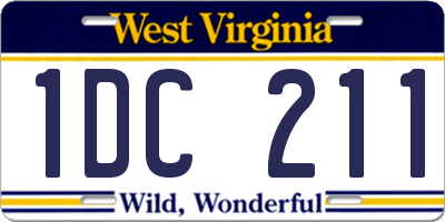 WV license plate 1DC211