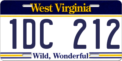 WV license plate 1DC212