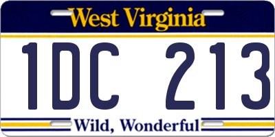 WV license plate 1DC213
