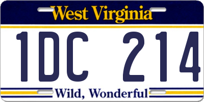 WV license plate 1DC214