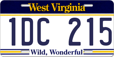 WV license plate 1DC215