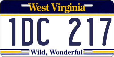 WV license plate 1DC217