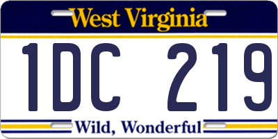 WV license plate 1DC219