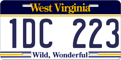 WV license plate 1DC223