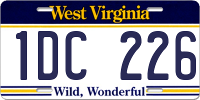 WV license plate 1DC226