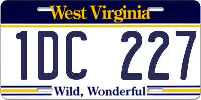 WV license plate 1DC227
