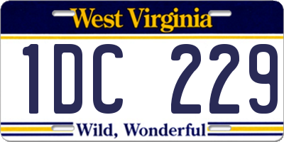 WV license plate 1DC229