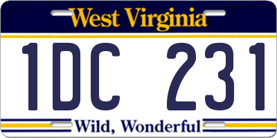 WV license plate 1DC231