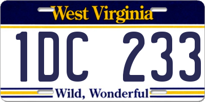 WV license plate 1DC233