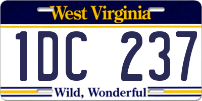 WV license plate 1DC237