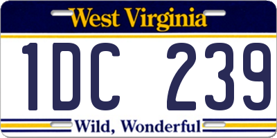 WV license plate 1DC239