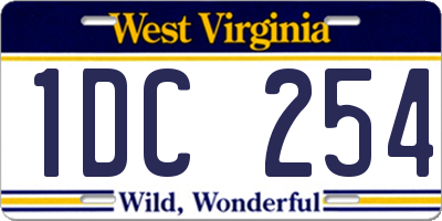 WV license plate 1DC254