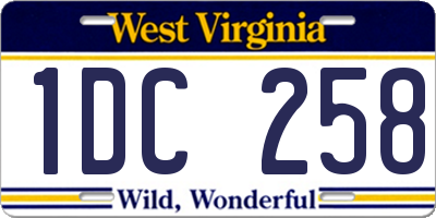 WV license plate 1DC258