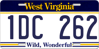 WV license plate 1DC262
