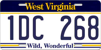 WV license plate 1DC268