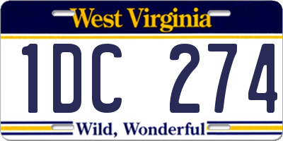 WV license plate 1DC274