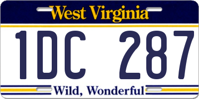 WV license plate 1DC287