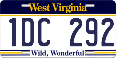WV license plate 1DC292