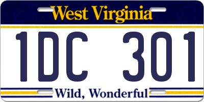 WV license plate 1DC301