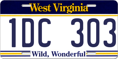 WV license plate 1DC303
