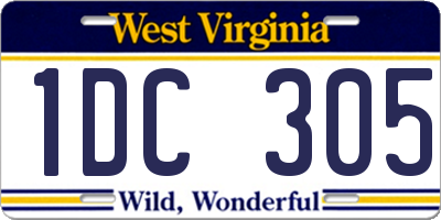 WV license plate 1DC305