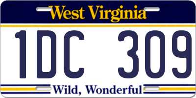 WV license plate 1DC309