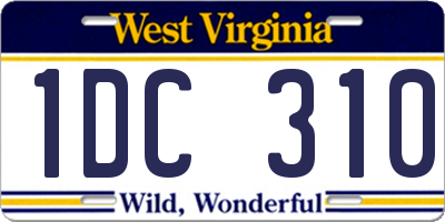 WV license plate 1DC310