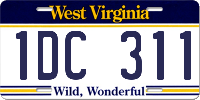 WV license plate 1DC311