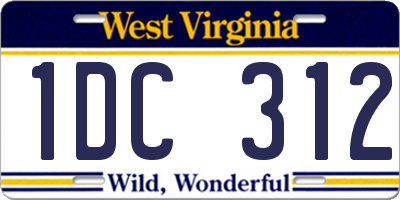 WV license plate 1DC312