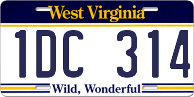 WV license plate 1DC314