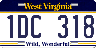 WV license plate 1DC318